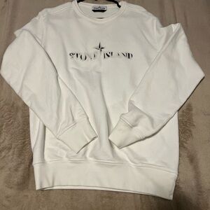 Stone Island Men's White Crewneck Sweater